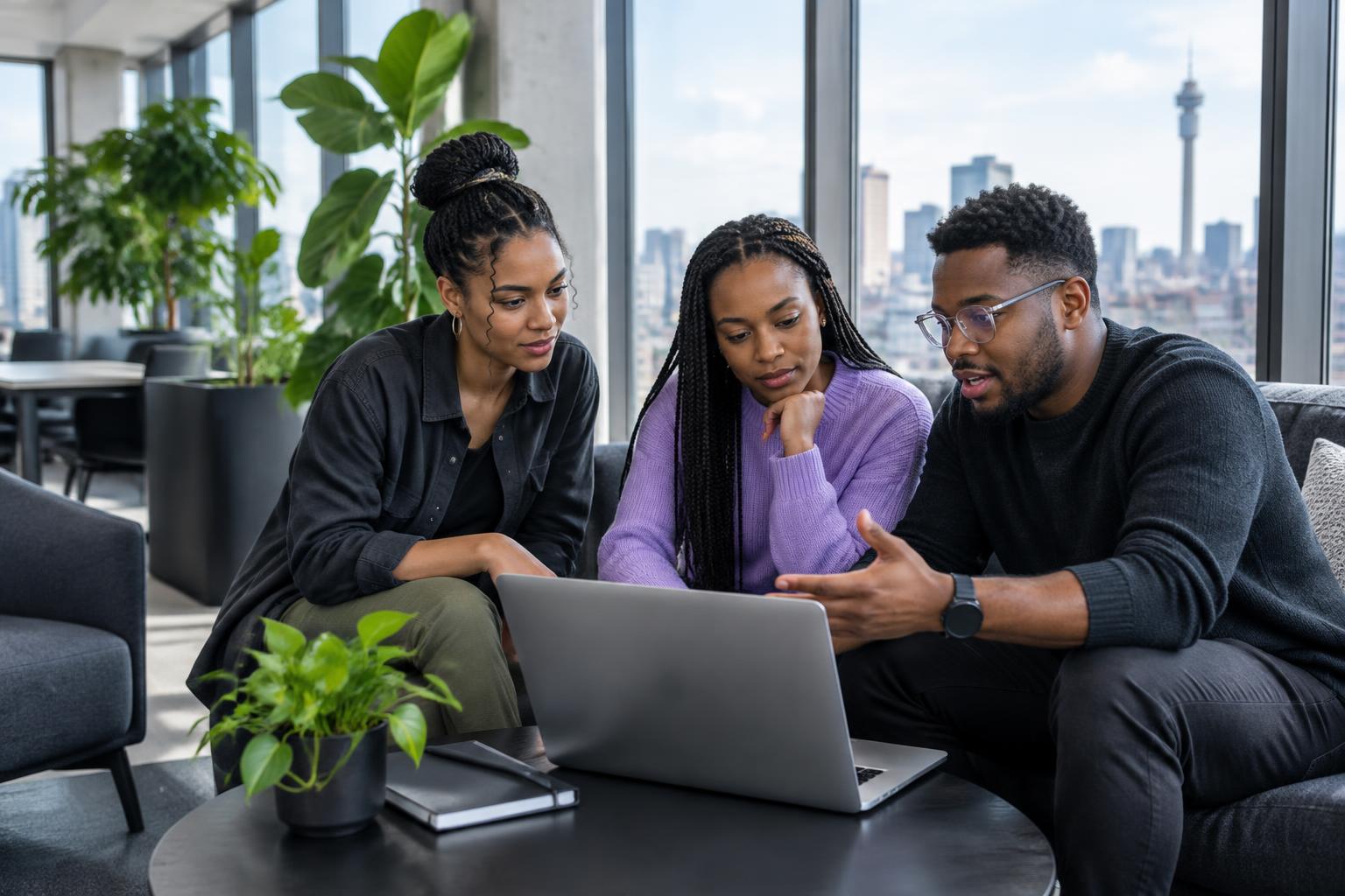 Illustration of developers discussing a project together